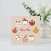 Fun Party Cat Dank je kaart (Staand voorkant)