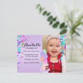 Fun Party Celebration Paars First Birthday Kaart (Staand voorkant)