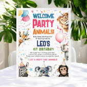 Fun Party Dieren 1e verjaardag Welkom Poster