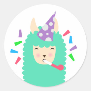 Fun Party Emoji Llama Ronde Sticker