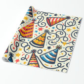 Fun Party Petten en Confetti Cadeaupapier (Uitgerold)