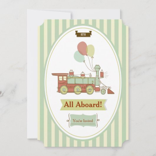 Fun Party Train Uitnodiging voor 10e verjaardag (Voorkant)