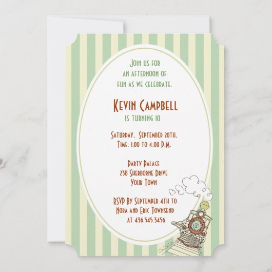 Fun Party Train Uitnodiging voor 10e verjaardag (Achterkant)