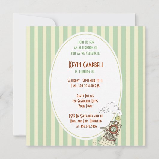 Fun Party Train Uitnodiging voor 10e verjaardag (Achterkant)