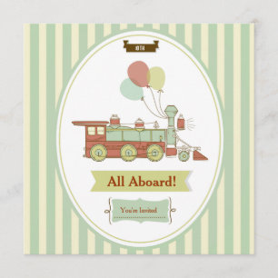Fun Party Train Uitnodiging voor 10e verjaardag
