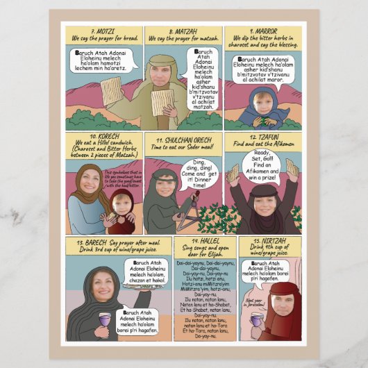 Fun Passover Personalized Easy 2 Sided Haggadah Flyer (Achterkant)