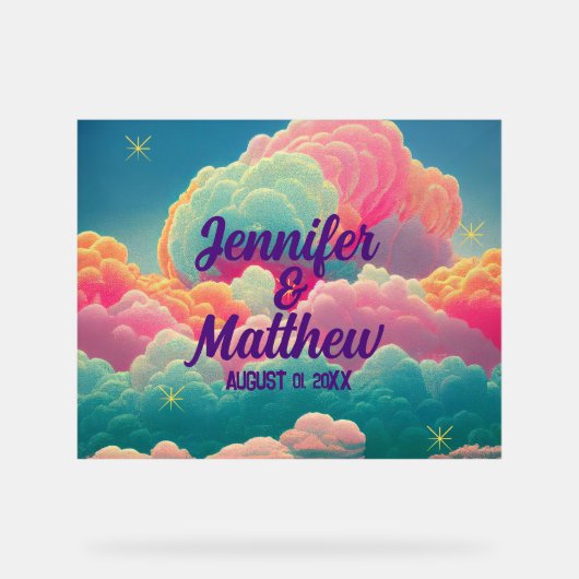 Fun Pastel Cotton Snoep Clouds Acryl Bord (Voorkant)