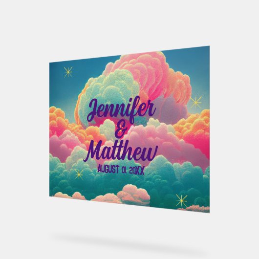 Fun Pastel Cotton Snoep Clouds Acryl Bord (Hoek)