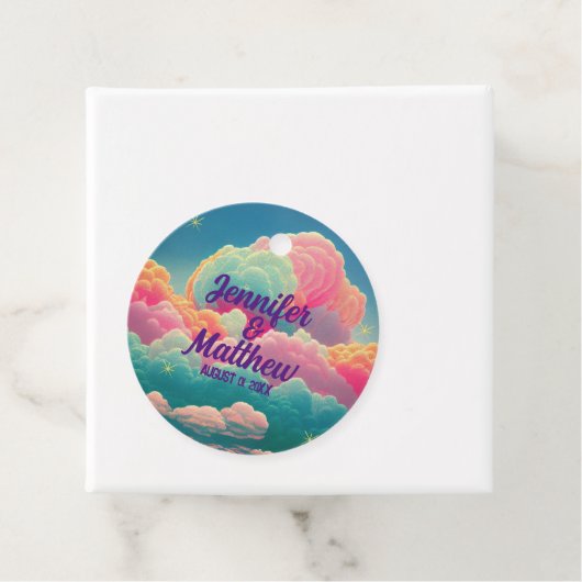 Fun Pastel Cotton Snoep Clouds Bedankjes Labels (In situ)