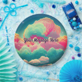 Fun Pastel Cotton Snoep Clouds Papieren Bordje (Feest)