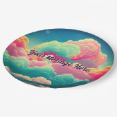 Fun Pastel Cotton Snoep Clouds Papieren Bordje (Gekanteld)