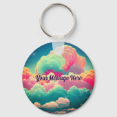 Fun Pastel Cotton Snoep Clouds Sleutelhanger (Voorkant)