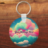 Fun Pastel Cotton Snoep Clouds Sleutelhanger (Achterkant)