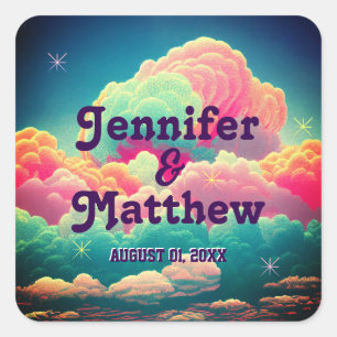 Fun Pastel Cotton Snoep Clouds Vierkante Sticker