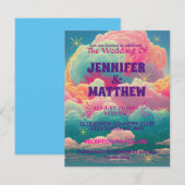 Fun Pastel Cotton Snoep Clouds Weddenschap Kaart (Voorkant / Achterkant)