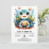 Fun Pastel Custom Turtle Boy Verjaardag Kaart (Staand voorkant)