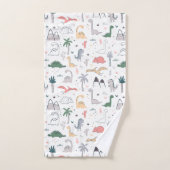 Fun Pastel Dinosaur Scene Pattern Bad Handdoek (Handdoek)