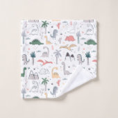 Fun Pastel Dinosaur Scene Pattern Bad Handdoek (Wasdoekje)