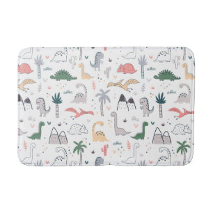 Fun Pastel Dinosaur Scene Pattern Badmat
