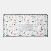 Fun Pastel Dinosaur Scene Pattern Bureaumat (Keyboard & Muis)