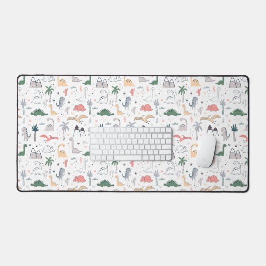 Fun Pastel Dinosaur Scene Pattern Bureaumat (Keyboard & Muis)