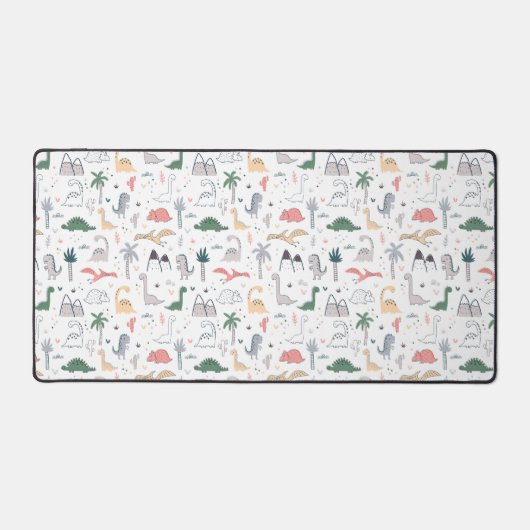 Fun Pastel Dinosaur Scene Pattern Bureaumat (Voorkant)