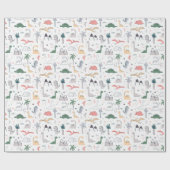 Fun Pastel Dinosaur Scene Pattern Cadeaupapier (Vlak)