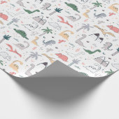 Fun Pastel Dinosaur Scene Pattern Cadeaupapier (Hoek)