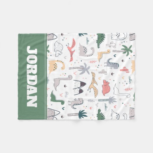 Fun Pastel Dinosaur Scene Pattern Fleece Deken (Voorkant (Horizontaal))
