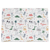Fun Pastel Dinosaur Scene Pattern Groot Cadeauzakje (Voorkant)