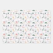 Fun Pastel Dinosaur Scene Pattern Inpakpapier Vel (Voorkant)