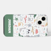 Fun Pastel Dinosaur Scene Pattern iPhone Hoesje (Achterkant horizontaal)