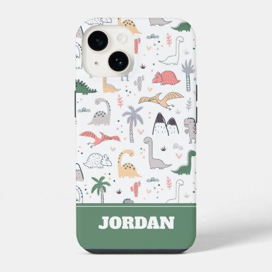 Fun Pastel Dinosaur Scene Pattern iPhone Hoesje (Achterkant)