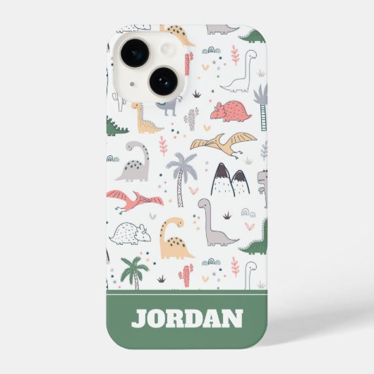 Fun Pastel Dinosaur Scene Pattern iPhone Hoesje (Achterkant)