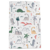 Fun Pastel Dinosaur Scene Pattern Medium Cadeauzakje (Voorkant)
