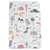 Fun Pastel Dinosaur Scene Pattern Medium Cadeauzakje (Achterkant)