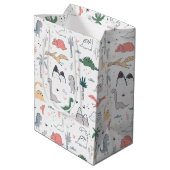 Fun Pastel Dinosaur Scene Pattern Medium Cadeauzakje (Achterkant Gekanteld)