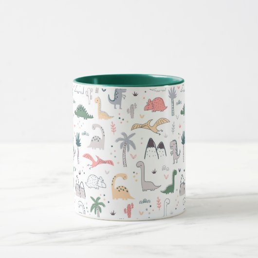 Fun Pastel Dinosaur Scene Pattern Mok (Midden)