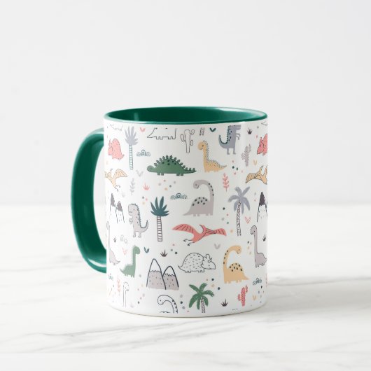 Fun Pastel Dinosaur Scene Pattern Mok (Voorkant links)