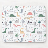 Fun Pastel Dinosaur Scene Pattern Muismat (Voorkant)