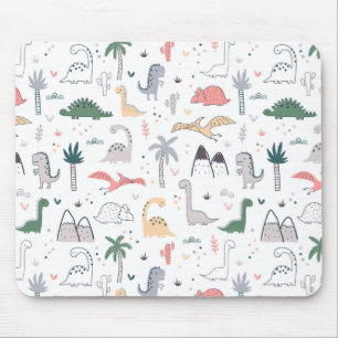 Fun Pastel Dinosaur Scene Pattern Muismat