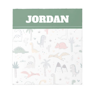 Fun Pastel Dinosaur Scene Pattern Notitieblok
