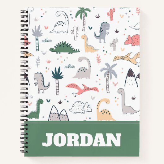 Fun Pastel Dinosaur Scene Pattern Notitieboek (Voorkant)