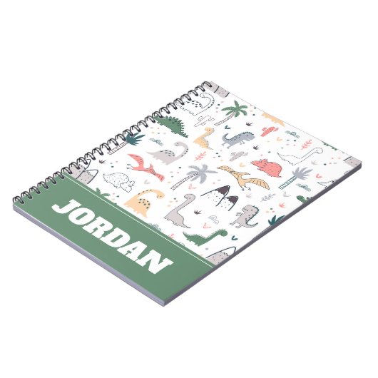 Fun Pastel Dinosaur Scene Pattern Notitieboek (Linkerzijde)