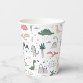 Fun Pastel Dinosaur Scene Pattern Papieren Bekers (Achterkant)