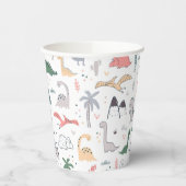 Fun Pastel Dinosaur Scene Pattern Papieren Bekers (Links)