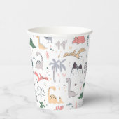 Fun Pastel Dinosaur Scene Pattern Papieren Bekers (Rechts)