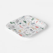 Fun Pastel Dinosaur Scene Pattern Papieren Bordje (Gebogen)