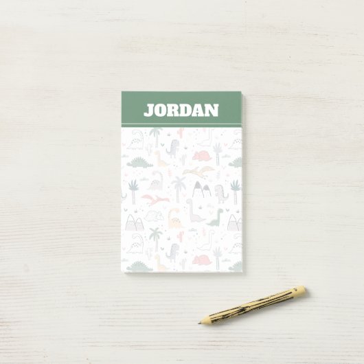 Fun Pastel Dinosaur Scene Pattern Post-it® Notes (Op bureau)