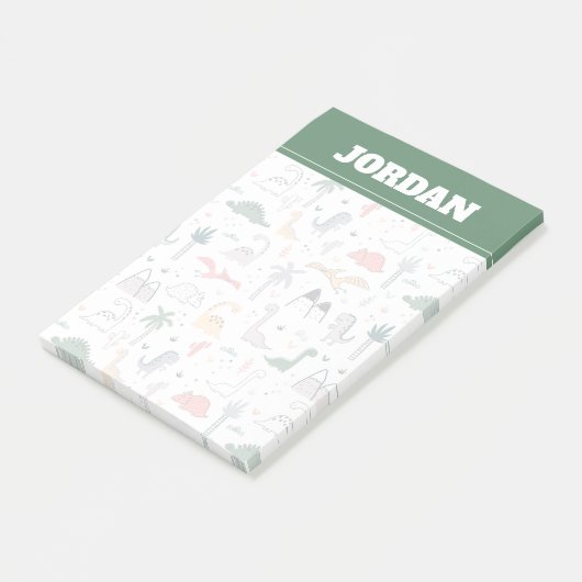 Fun Pastel Dinosaur Scene Pattern Post-it® Notes (Schuin)